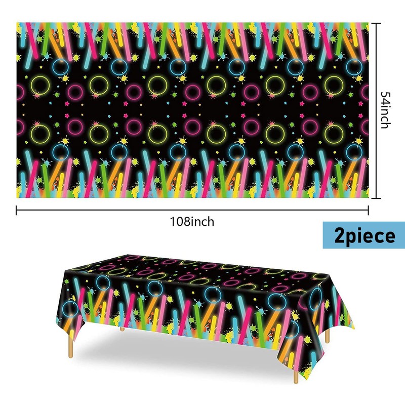 Wensdr 8 Packs Fluorescen Bar Birthday Party Tablecloths 130 x