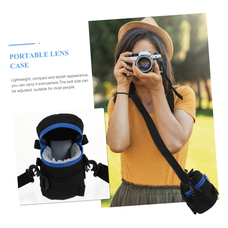 KOMBIUDA 1Pc Shockproof Camera Lens Storage Pouch Thickened Protective Bag
