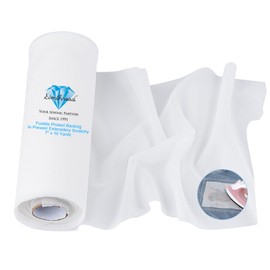 Simthread Fusible Iron-on Embroidery Backing Protect Flexible Knit Mesh White Color Interfacing - 7" x 10 Yard Roll, Prevent Scratchy Itchy from Embroidery Stitch