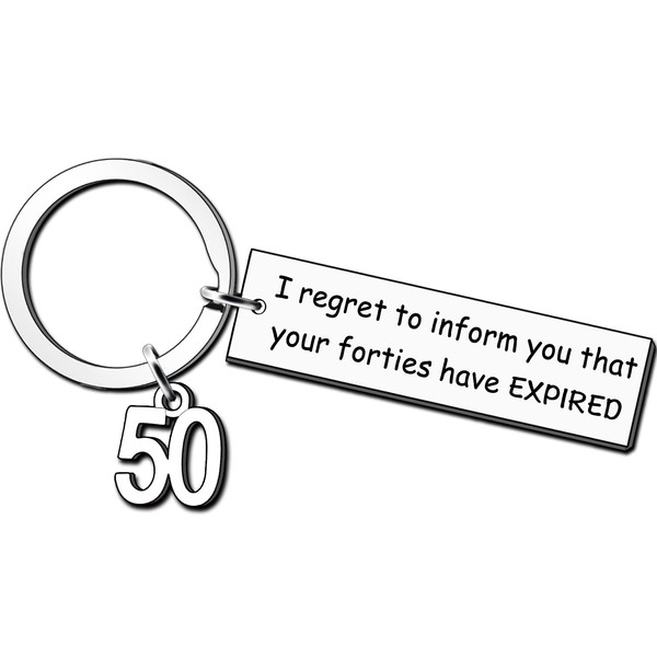 AMZQ Funny 50th Birthday Keyring Gifts for Women Men Joke