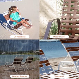 LukLoy 2 Pack 2" Wide x 20ft Long Vinyl Straps for Patio Chairs Repair with 40 Rivets, Replacement Straps for Patio Chairs Garden, Lawn Chair Repair Straps, Brown