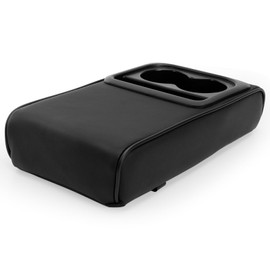 Tongze Car Center Console Armrest with Cup Holder & Phone Holder, Leather Arm Pillow Cushion Universally Works on Consoles Open Upward