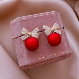 Christmas Bow Earrings for Women Christmas Tree Dangle Earrings Jingle Ball Bow Candy Snow Earrings Hypoallergenic Christmas Gifts Stocking Stuffers for Women