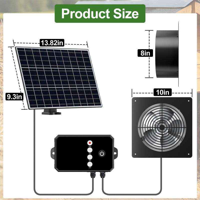 Ereto 15W Dual Solar Powered Fan with programmable Remote with