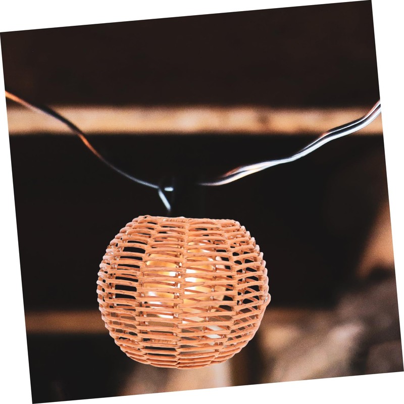 CAXUSD Floor Lamp Rattan Shade Plastic Wicker Ceiling Light Retro