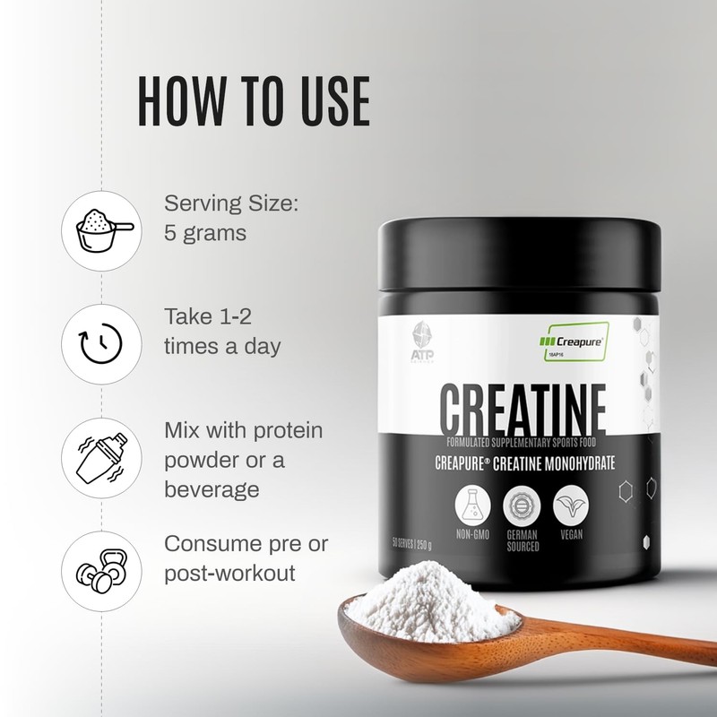 ATP Science Creapure® Creatine Monohydrate, Creatine for Strength, Performance and