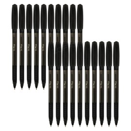 CELL Tri-mate Plus Ballpoint Pens, BLACK, 1.0mm Medium Point, Pack of 20, Smooth Writing, Soft Grip, Perfect School Office Home Use, ZOFAX Black Ball Pen