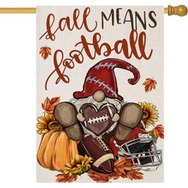EKOREST Gnome House Flags for Outdoor Decoration, Fall means Football Large Yard Flag,Seasonal Decorative Decor for Harvest Autumn Thanksgiving Holiday Outside 28x40 Inch Vertical Double Sided