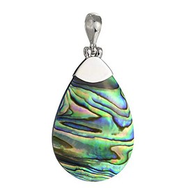 I-be, Paua Shell Abalone Pendant Teardrop 925 Silver 208204, Paper, Abalone
