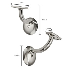 khtumeware 4 Pack Brushed Satin Nickel Hand Rail Bracket Heavy Duty Hardware for Stairways, Home or Office Stair Support Handrail Brackets