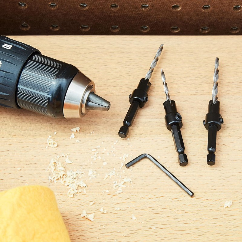 4PCs HSS Countersink Cone Drill Bit Set 1/4" Hex Shank