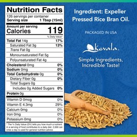 Kevala Rice Bran Oil - Oil with Mild Scent Great for Cooking ang Baking, Enjoyed in Massage Therapy and Body Care, Kitchen Pantry Staple for your Home, Ingredient in Soap Making, 64 fl oz, 1/2 gal