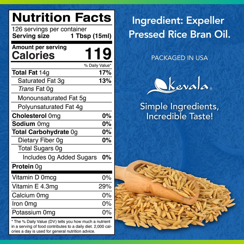 Kevala Rice Bran Oil - Oil with Mild Scent Great