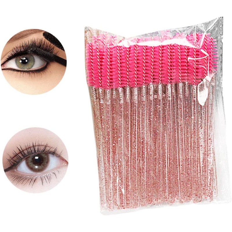 50 cepillos desechables para pestañas, cepillo de cejas, varitas de