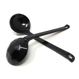 ASIAN HOME Black Melamine Japanese Long Handle Spoons for Ramen, Soup, Hot Pot Eating, Mixing, Stirring 8.25 Inches (2 Spoons)