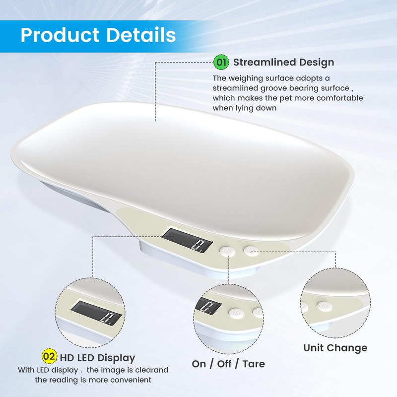 Small Digital Pet Scale for Dogs Cats, Max 33 lbs