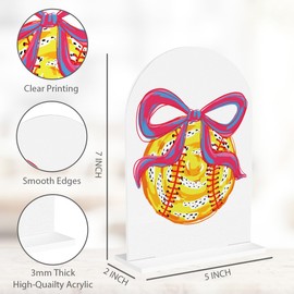 Softball Games Day Decor Softball Party Decorations for Home Room Softballs Mama Gifts for Mother Women Softballs Club Acrylic Sign Decor 7 x 5 inches