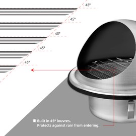 FRESH SPEED 6-Inch Round Stainless Steel Dryer Vent Covers Ventilation Grill Hood for Home