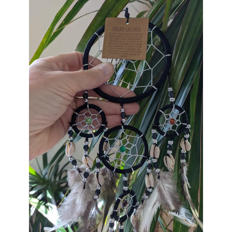 BRILLIANT GIFTS BLACK DREAM CATCHER dreamcatcher DECORATED WITH SILVER COLOURED