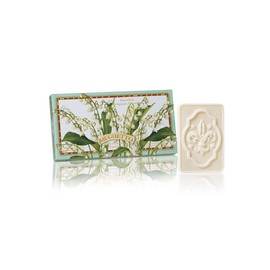 Muguet Rechteckseife, 3 St 125 g, italienische Fiorentino-Seife, Hand mit dekorativer Gravur