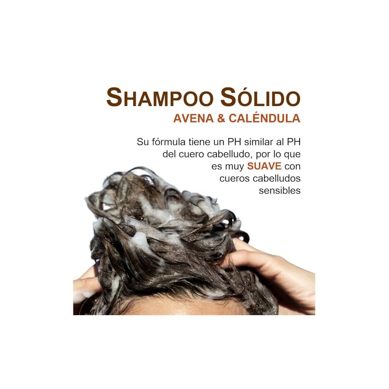 Shampoo Sólido de Avena y Caléndula, Hidratante y Calmante, 100