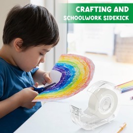 Clear Tape Rolls-6 Pack Transparent Tape with Dispensers-7/10 X 1000 Inches Gift Wrap Tape for School Office Home