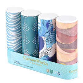 Car Tissues Cylinder 4 Packs Round Tissue Box Holder Fit for Car Cup Holder, Home Small Tissue Dispenser with Facial Tissues for Car Bathroom Office Travel