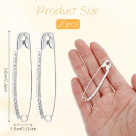 Ymapinc 20Pcs Sliver Rhinestone Safety Pins for Women, Stylish Elegant Pin Men Hats Scarves Sweaters Shirts Dresses Bags Rhinestone Brooch Decorative Safety Pins Fashion Formal