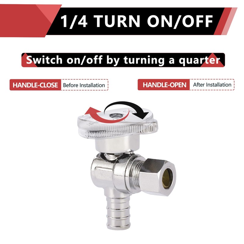 10-Pack EFIELD Shut off Valve 1/4 Turn Angle Stop Valve