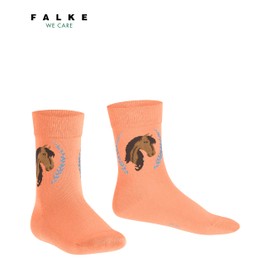FALKE Unisex Children's Horse Socks Breathable Sustainable Cotton Reinforced Children's Socks Durable Skin-Friendly Non-Slip with Horse Motif Durable 1 Pair, Red Cantaloupe 8771