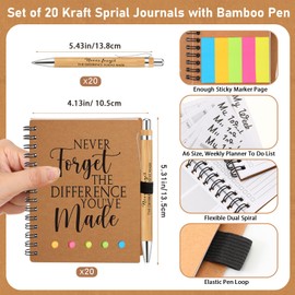 Moinchore 20 Sets Christmas Employee Appreciation Gifts Bulk Inspirational Spiral Notebook with Bamboo Pen Sticky Note Thank You Gift for Coworker Office Staff Team Nurse Teacher (Never Forget)