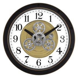 Couperos Real Moving Gear Wall Clock, 16 Inch Large Industrial Steampunk Wall Clock, Battery Operated Vintage Rustic Decorative Clock for Living Room Home Office Farmhouse, Black
