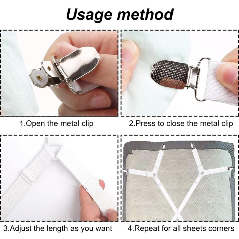 VIVIIHOO Bed Sheet Tie Down Straps - Adjustable Bed Scrunchie