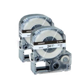 GREENCYCLE 2PK Compatible for LW Label Maker Tape 24mm 1" LK-6WBN LC 6WBN9 SS24KW Black on White Tape for LabelWorks LW600P LW700 LW900P LW1000P Label Printers
