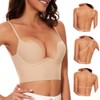 Willuhwisly Women Low Back Bra-Multiway Deep U Plunge Seamless Backless
