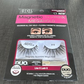 Ardell Magnetic Faux Mink No. 818 False Eyelashes with MegaHold Liquid Liner Kit