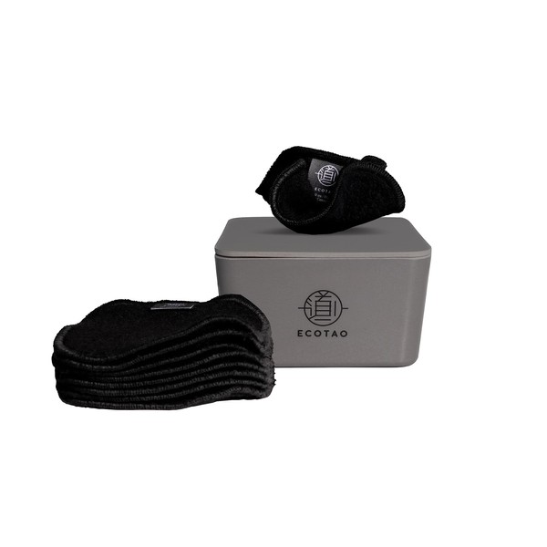 Ecotao 7 Reusable Black Makeup Remover Wipes Washcloths for Cleansing,
