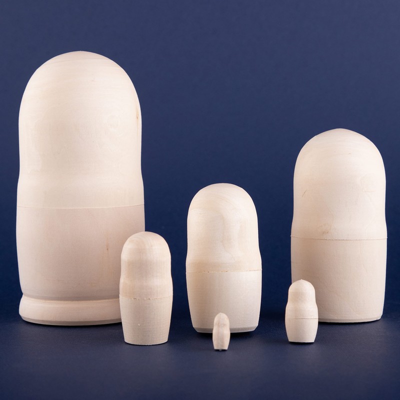 Unpainted Russian Dolls 6 Unpainted Matryoshka Dolls Handmade in Russia