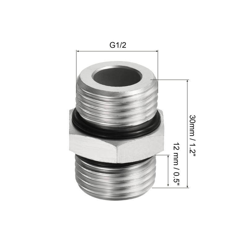 PATIKIL G1/2 x G1/2 Male Threaded Pipe Adapter Fitting Hex