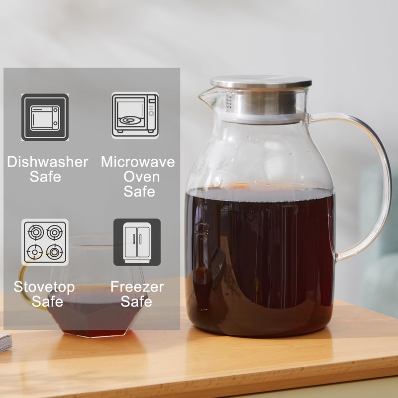Karafu 68 Oz/2 Liter Glass Pitcher with Lid, Heat Resistant