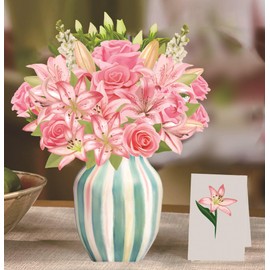 3D Pop Up Greeting Cards Lily flower Detachable Forever Flower Bouquet Paper Flower Birthday Cards for Her Women with Note Card And Envelope