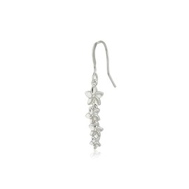 Vanbelle Sterling Silver Jewelry - Rhodium Plated with 925 Stamp - Nature-Theme Graduated Flower Drop Earring - Elegant Handcrafted for Women