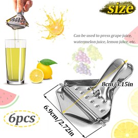 Jicyor Lemon Squeezer Stainless Steel Lemon Squeezer Lemon Citrus Juicer Manual Juicer Lime Squeezer for Lemon Slices Manual Press 6 Pack