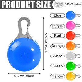 Pack of 7 Dog Light Pendants LED Flashing Light, Dog Collar Pendant for Dogs Cats, Pet Light Collar with 3 Flashing Modes, Safety Light, Key Ring for School Bags, Children, Joggers, Stainless Steel