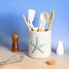 Bicuzat Ceramic Starfish Embossed Utensil Holder, Large Cooking Utensil Crocks