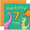 Old English Co. Happy 7th Birthday Dinosaurs Card - Square
