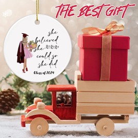 She believed she could so she did - Class of 2024 Congratulations Graduation Ornament, Graduation Gift for Her, High School College Graduation Keepsakes