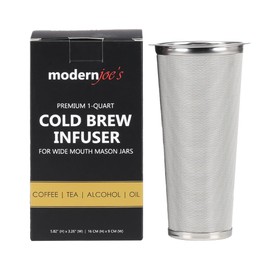 MODERNJOE'S Premium Cold Brew Coffee Filter for 1 Quart Wide Mouth Mason Jars. Cold Brew Coffee Maker. Perfect for Iced Coffee and Tea. Heavy Duty Gauge 100 Micron Mesh 304 Stainless Steel