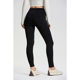 Yogipace CozyWarmth Tall Women's High Waisted Thick Fleece Lined Leggings Winter Thermal Tight with Side Pockets,30",Black,Size M