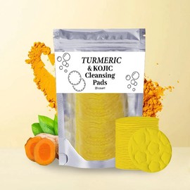 Christmas Turmeric Kojic Acid Cleansing Pads Set, Moisturizing Daily Skin Cleansing Pads, Exfoliating Pads, Facial Pore Deep Cleanser, Comfort Skin Care Products - Specification: 5 Counts, Color: Turmeric
